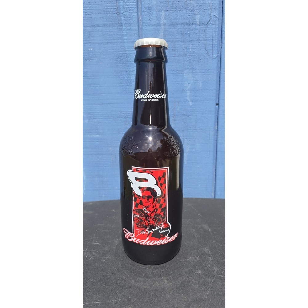 Dale Earnhardt Jr. Collectible NASCAR Jumbo 14.5" Glass Budweiser Bottle Empty